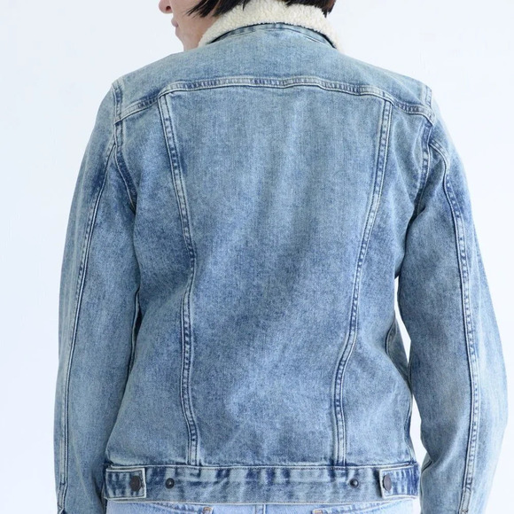 Gap Light Blue Button Up with Sherpa Collar Denim  Jean Jacket Coat XS - Picture 4 of 13